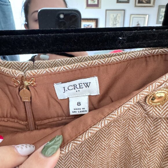 Jcrew tweed brown/tan mini skirt with gold button details - Picture 3 of 4